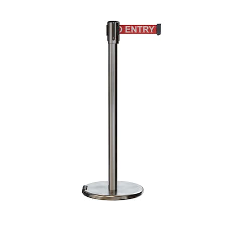 Retractable Belt Rolling Stanchion, 2ft Sat.Steel Post  11ft. NoEn